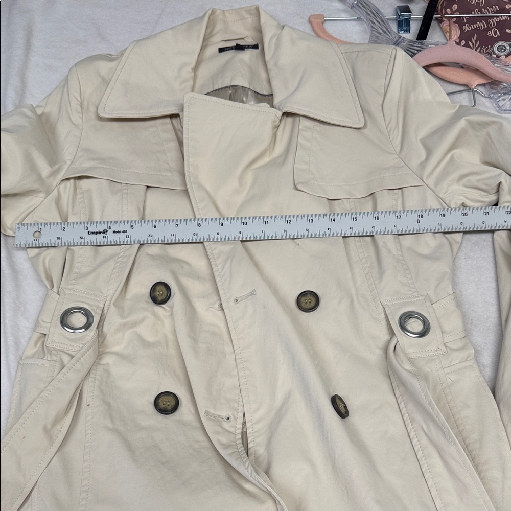 For Cynthia Beige Trench Coat Preppy Office Business - Picture 8 of 8